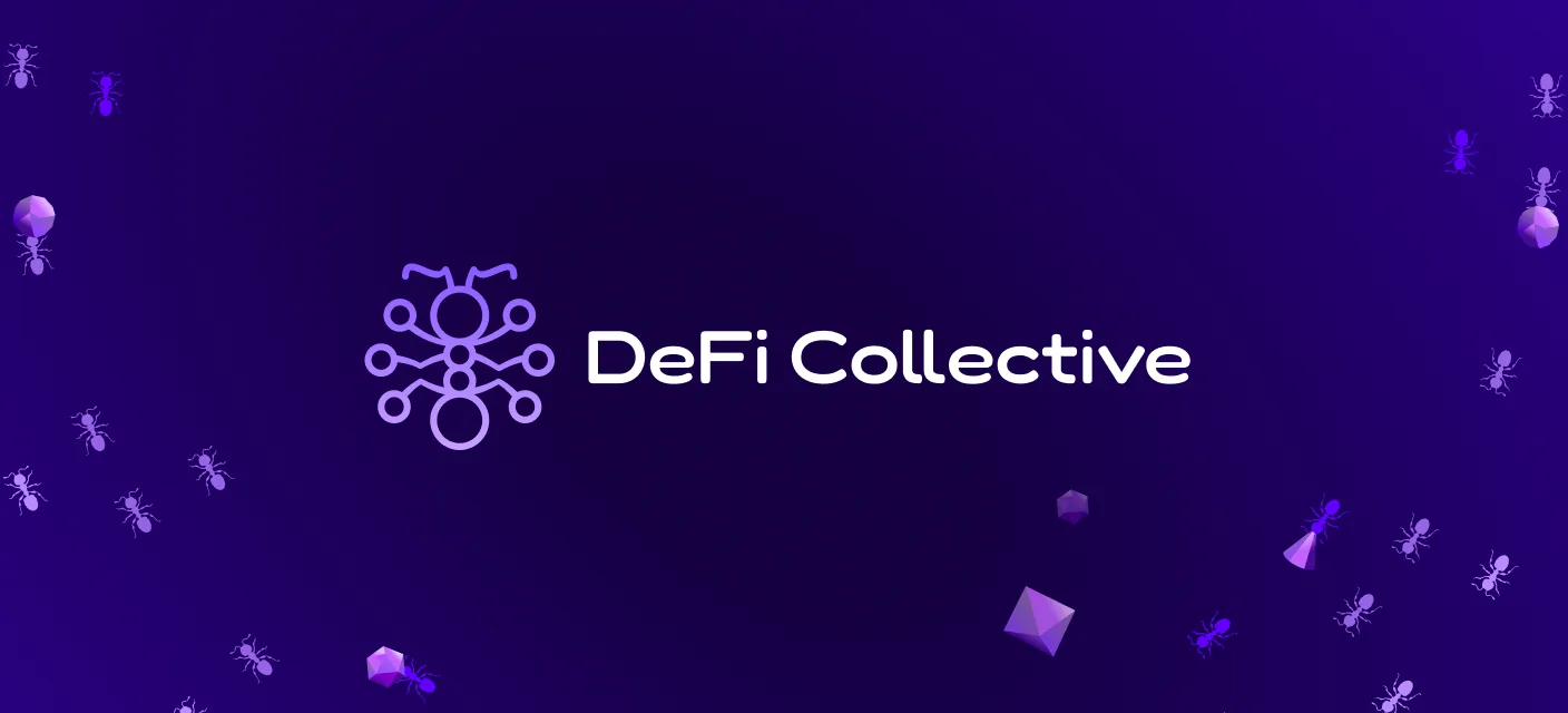 DeFi Collective brand cover: the DeFi Collective logo and wordmark on a purple gradient